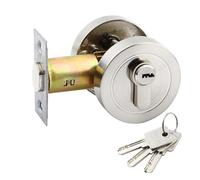 Cylindre unique Boulon mort Rond Porte Serrure Clé Entrée Arrêt Acier Inoxydable Pour 35 50 mm Avant Salle de Bain Chambre Porte Serrure Ronde
