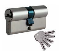 Iseo Cylindre de serrure ISR6 Profil européen double entrée 30x30 mm laiton nickelé