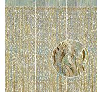 CYLMFC Lot de 3 Rideaux à Franges en Feuille d'aluminium Scintillante pour Anniversaire, Anniversaire de Mariage, Retraite, 1 x 2 m, Champagne doré