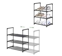 Cylogia Étagère à chaussures extensible à 3 niveaux en métal réglable pour entrée, garage, couloir, porte, petit espace (noir)