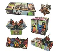 Cylora Ensemble de Cubes Magiques Animaux 2 en 1, Cube d’Infinité 3D, Jouet Anti-Stress et Fidget, Jeu éducatif Cadeau pour Enfants et Adultes