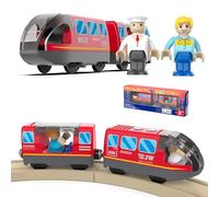Cylora Train de locomotives à Piles(Connexion Magnétique), Train Electrique Enfant, Trains Électrique Haute Vitesse avec Son, Compatible avec Thomas, Brio, Jouet pour Dès 3 Ans, Rouge