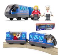 Cylora Train de locomotives à Piles(Connexion Magnétique), Train Electrique Enfant, Trains Électrique Haute Vitesse avec Son, Compatible avec Thomas, Brio, Jouet pour Dès 3 Ans, Bleu