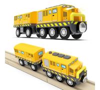 Cylora Train Electrique Enfant, Train de Locomotives à Piles (Connexion magnétique), Voiture avec Son et Lumière, Jouet pour Voie Ferrée Compatible avec Thomas Brio, Jouet Enfant 3 4 5 6 7 8, Jaune