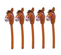 Cylosyn Bâton de Cheval Gonflable, 5 pièces de Chevaux bâton Dessin animé pour Enfants 2 à 5 Ans, Marron