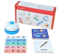 Cylosyn Jeu de dés brouillés pour Enfants, Jeu d'orthographe de dés Lettres au Rythme Rapide avec 40 Cartes illustrées et Cloche, Tableau Familial interactif Blocs Mots, à partir 3 Ans