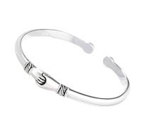 CYLRWSR 925 Bracelet de poignée de main plaqué argent - Bracelet ouvert réglable avec finition antique, design créatif, bijoux tendance unisexe