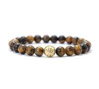 CYLRWSR Bracelet à breloques en coco pour homme - 6 mm - En grès bleu naturel - Oeil de tigre - Pierre Chakra - Braslet - Bois de yoga, 19cm, Pierre, Agate