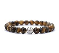 CYLRWSR Bracelet à breloques en coco pour homme - 6 mm - En grès bleu naturel - Oeil de tigre - Pierre Chakra - Braslet - Bois de yoga, 19cm, Pierre, Agate