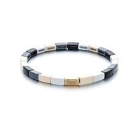 CYLRWSR Bracelet bohème en émail couleur arc-en-ciel en alliage de perles de forme multiple élastique pour femmes accessoires de bijoux, 19cm, Pierre, Agate