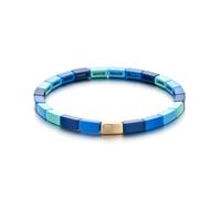 CYLRWSR Bracelet bohème en émail couleur arc-en-ciel en alliage de perles de forme multiple élastique pour femmes accessoires de bijoux, 19cm, Pierre, Agate