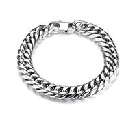 CYLRWSR Bracelet chaîne de main en acier inoxydable pour homme punk 7 mm-13 mm de large chaînes cubaines épaisses accessoires de bijoux pour hommes, 21cm Bracelet, Pierre, Agate