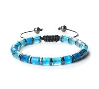 CYLRWSR Bracelet Cylindrique Perle Agate Oeil de Tigre Pierre Naturelle 6x6mm Bracelet Réglable Mode pour Femmes Hommes, 19CM, Pierre, Agate