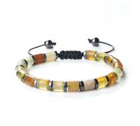 CYLRWSR Bracelet Cylindrique Perle Agate Oeil de Tigre Pierre Naturelle 6x6mm Bracelet Réglable Mode pour Femmes Hommes, 19CM, Pierre, Agate