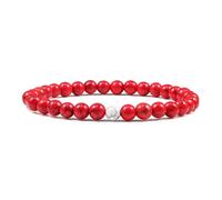 CYLRWSR Bracelet élastique classique de 6 mm en pierre naturelle pour femmes et hommes noir mat lave œil de tigre bracelet élastique pour couple, 19 cm, pierre, agate