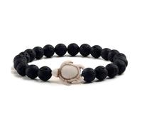 CYLRWSR Bracelet élastique en perles de tortue turquoise pour homme et femme - Œil de tigre - Pierre de lave naturelle - Bracelet élastique - Bijoux de plage, 19cm, Pierre, Agate
