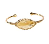 CYLRWSR Bracelet en fil de cuivre, tressé à la main avec incrustations de pierres précieuses naturelles, bracelet ouvert à combiner comme cadeau, 19 cm, pierre, agate