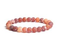 CYLRWSR Bracelet en perles d'agates craquelées naturelles givrées et rondes avec veines de dragon, agate vieillie, fait à la main