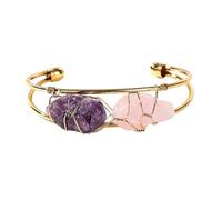 CYLRWSR Bracelet incrusté de pierres précieuses de cristal naturel tissé à la main fil de cuivre Bracelet ouvert Cadeaux assortis, 19cm, pierre, agate