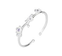 CYLRWSR Bracelet jonc ouvert en oxyde de zirconium violet avec fleur style ethnique 925 plaqué argent pour femme