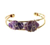 CYLRWSR Bracelet ouvert en fil de cuivre tissé à la main avec pierres précieuses naturelles incrustées de pierres précieuses, 19cm, Pierre, Agate