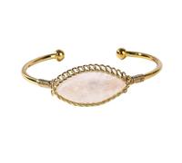 CYLRWSR Bracelet ouvert en fil de cuivre tissé à la main avec pierres précieuses naturelles incrustées de pierres précieuses, 19cm, Pierre, Agate