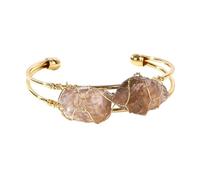 CYLRWSR Bracelet ouvert en fil de cuivre tissé à la main avec pierres précieuses naturelles incrustées de pierres précieuses, 19cm, Pierre, Agate