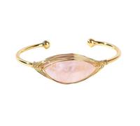 CYLRWSR Bracelet ouvert en fil de cuivre tissé à la main avec pierres précieuses naturelles incrustées de pierres précieuses, 19cm, Pierre, Agate