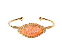 CYLRWSR Bracelet ouvert en fil de cuivre tissé à la main avec pierres précieuses naturelles incrustées de pierres précieuses, 19cm, Pierre, Agate