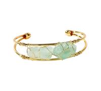 CYLRWSR Bracelet ouvert en fil de cuivre tissé à la main avec pierres précieuses naturelles incrustées de pierres précieuses, 19cm, Pierre, Agate