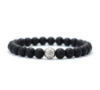 CYLRWSR Bracelet pour homme en arbre de coco 6 mm - En grès bleu naturel - Œil de tigre - Pierre chakra - Braslet - Bois de yoga - 19 cm - Pierre - Agate