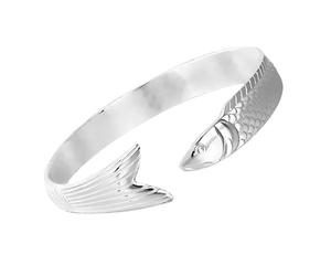 CYLRWSR Bracelet tendance en forme de poisson, style ethnique, plaqué argent, motif poisson, bracelet ouvert, bijou personnalisé pour femme