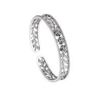 CYLRWSR Bracelet vintage en forme de fleur de rose, plaqué argent, pour femme
