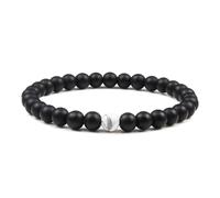 CYLRWSR Bracelets élastiques classiques de 6 mm en pierre naturelle pour homme et femme - Noir mat - Œil de tigre de lave, 19cm, Pierre, Agate