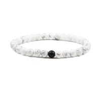CYLRWSR Bracelets élastiques classiques de 6 mm en pierre naturelle pour homme et femme - Noir mat - Œil de tigre de lave, 19cm, Pierre, Agate