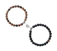 CYLRWSR Bracelets élastiques classiques de 6 mm en pierre naturelle pour homme et femme - Noir mat - Œil de tigre de lave, 19cm, Pierre, Agate