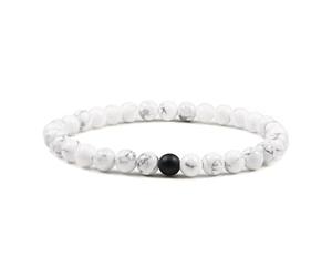 CYLRWSR Bracelets élastiques classiques de 6 mm en pierre naturelle pour homme et femme - Noir mat - Œil de tigre de lave