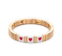 CYLRWSR Bracelets en émail de 4 x 8 mm pour femmes avec perles colorées faites à la main en forme de cœur pour fête