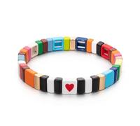 CYLRWSR Bracelets en émail de 4 x 8 mm pour femmes avec perles colorées faites à la main en forme de cœur pour fête