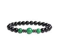 CYLRWSR - Bracelets en pierres naturelles faits à la main, agate noire avec trois yeux de tigre, bracelet élastique pour femmes et hommes, cadeaux de yoga, 19 cm, pierre, agate