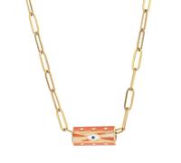 CYLRWSR Chaîne en acier inoxydable avec amulette en émail et émail, 19cm, Pierre, Agate