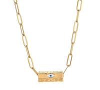 CYLRWSR Chaîne en acier inoxydable avec amulette en émail et émail, 19cm, Pierre, Agate