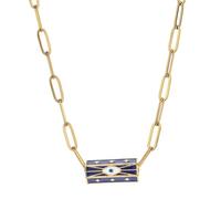 CYLRWSR Chaîne en acier inoxydable avec amulette en émail et émail, 19cm, Pierre, Agate