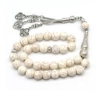 CYLRWSR Chapelet musulman avec 33 perles de 10 mm en pierres naturelles - Cadeau pour Ramadan et l'Aïd - Bracelet de prière arabe islamique fait à la main