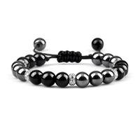 CYLRWSR Classique Hommes Hématite Perles Bracelet 8 mm Naturel Oeil de Tigre Pierre de Lave Bracelet et Bracelets Femmes Fait à la main, 19cm, Pierre, Agate