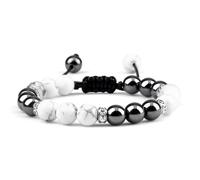 CYLRWSR Classique Hommes Hématite Perles Bracelet 8 mm Naturel Oeil de Tigre Pierre de Lave Bracelet et Bracelets Femmes Fait à la main, 19cm, Pierre, Agate