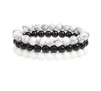 CYLRWSR Lot de 3 bracelets en pierre naturelle, rhodonite, rose, quartz, turquoise, améthyste, bracelets assortis pour femmes et hommes
