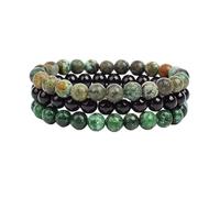 CYLRWSR Lot de 3 bracelets en pierre naturelle, rhodonite, rose, quartz, turquoise, améthyste, bracelets assortis pour femmes et hommes