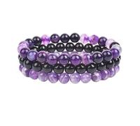 CYLRWSR Pierre naturelle 3 pièces/ensemble bracelet ensemble rodonite rose quartz turquoise améthyste parade bracelets pour femmes hommes perles, 23 cm