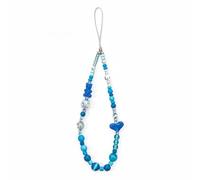 CYLRWSR Sangle de téléphone en perles de couleur verte printanière, accessoire fait à la main avec breloque ours, 19cm, Pierre, Agate